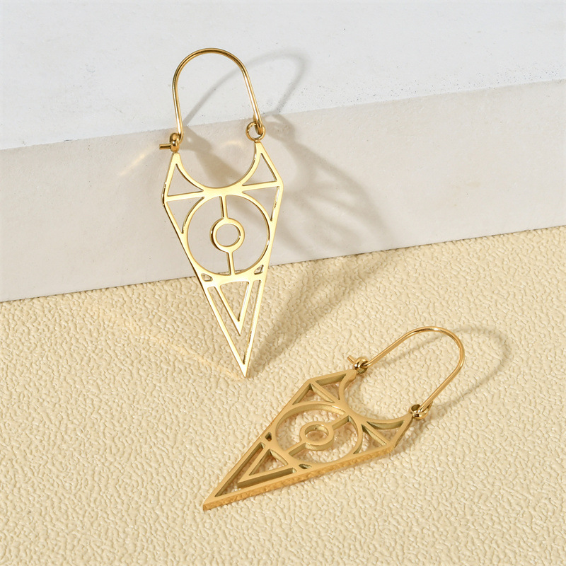 Exaggerated Triangle Titanium Steel Earrings Plating Hollow Out Stainless Steel Earrings