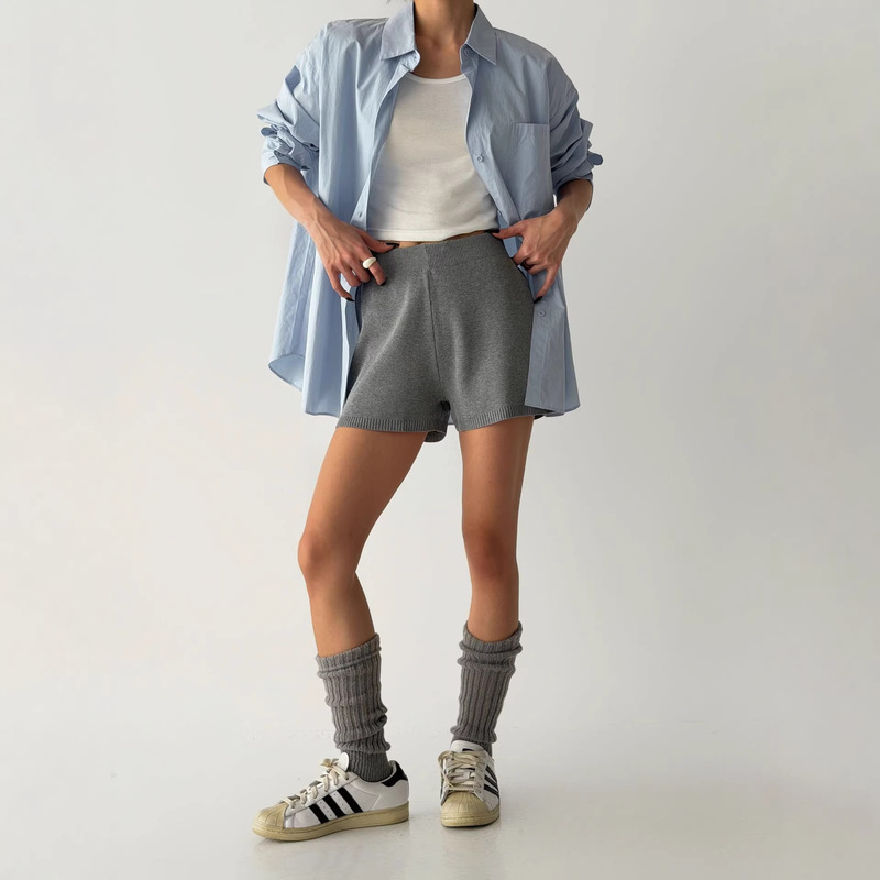 2026 New Trendy Knitted Shorts for Women, High-Waisted, Slimming A-Line Casual Home Shorts, Direct Factory Wholesale