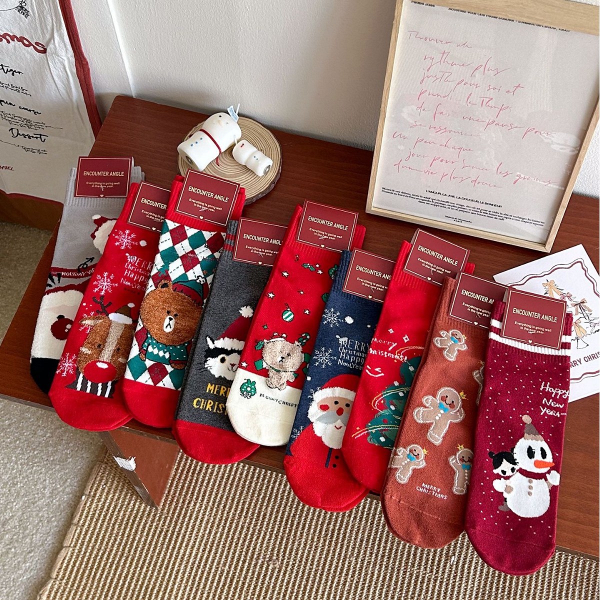 【Exclusive】Women's mid-calf socks for autumn and winter, cute Christmas gifts for couples, direct sales from Zhuji manufacturer