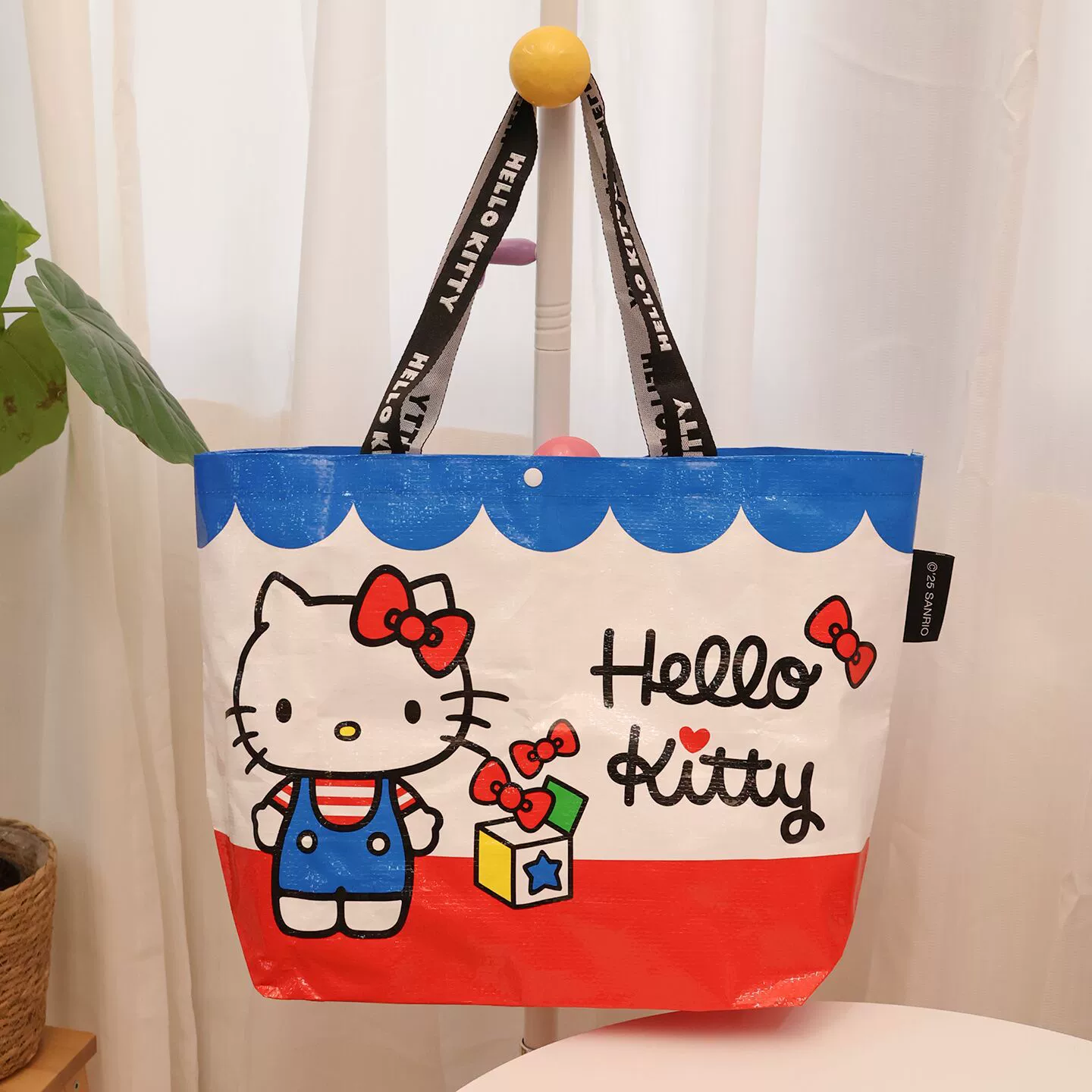 Hello kitty, настоящая ткацкая ручная сумка для покупок, складывающаяся сумка через плечо