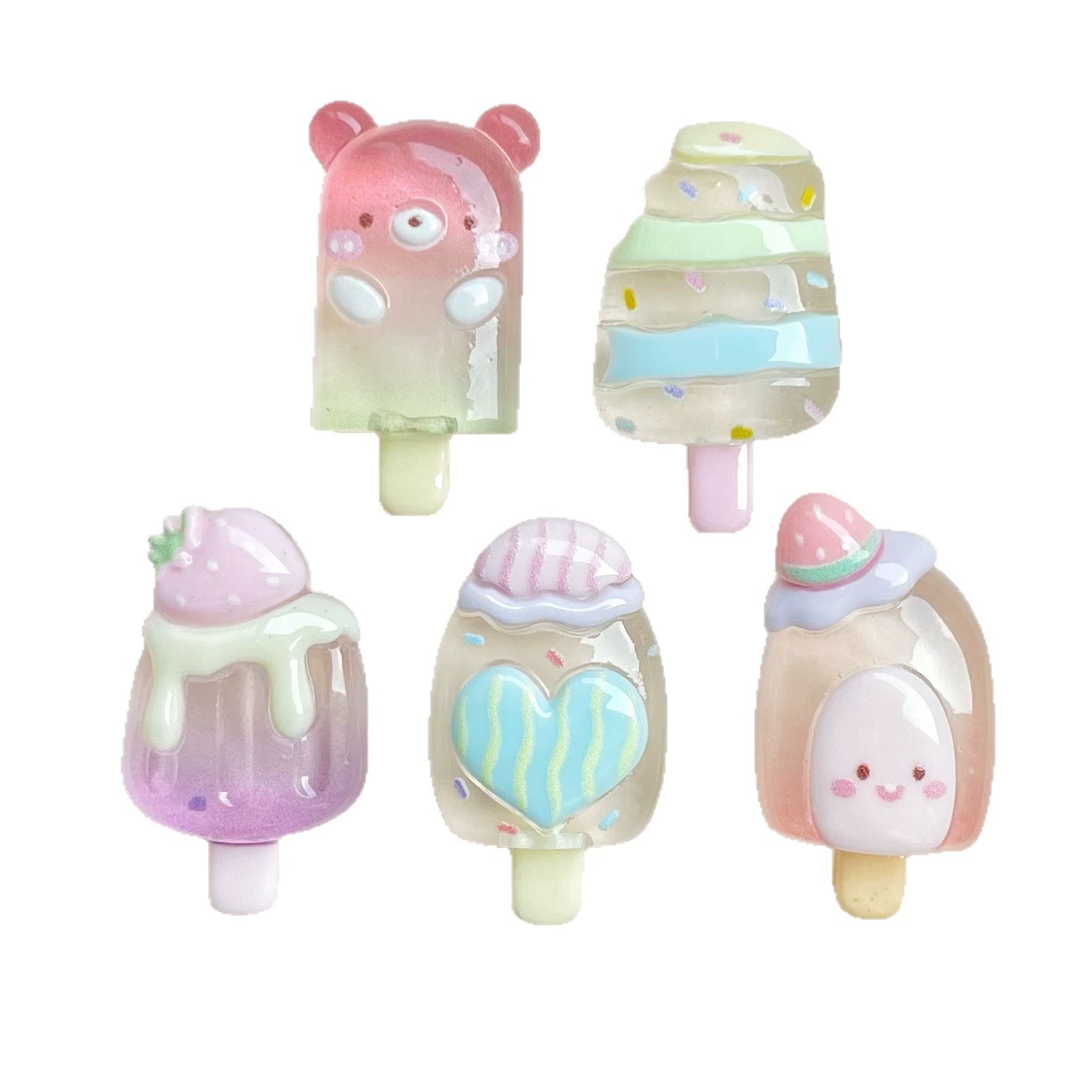 Realistic cartoon food play, cream accessory, footwear buckle, hairgrip, gradient