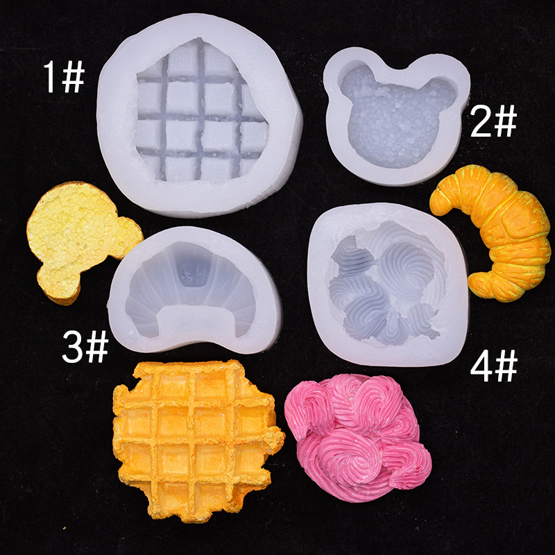 Pan bolsa de cuerno waffle simulación silicona molde jabón hecho a mano aromaterapia vela yeso accesorios para hornear