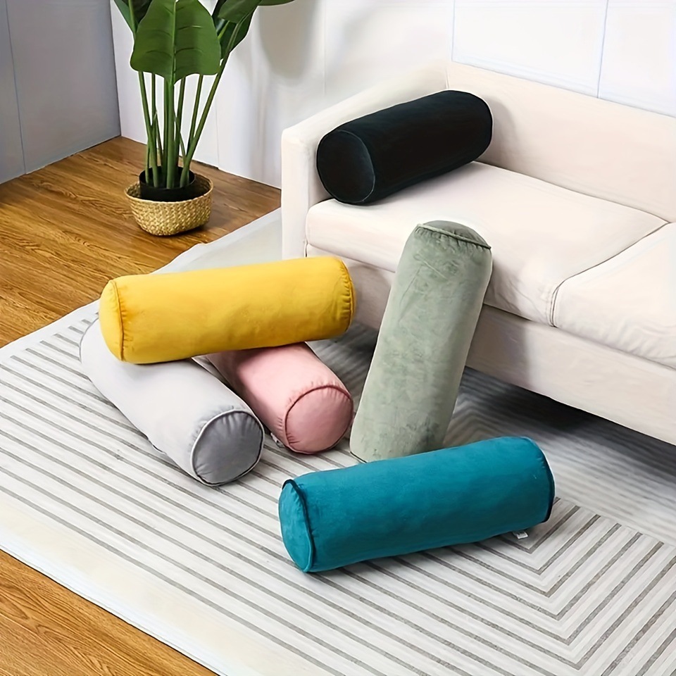 1Pc Pure Color Multifunctional Round Pillow Long Pillow Sofa Lumbar Support Office Pillow Tatami Bed Cylindrical Pillow