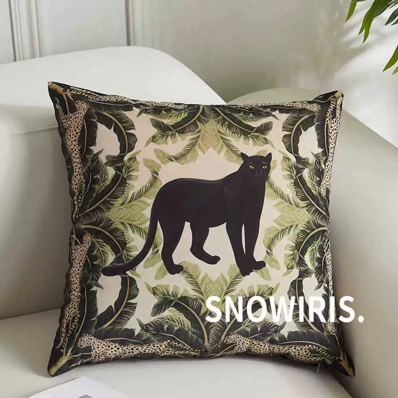 Pillow, retro sofa for bed, American style, leopard