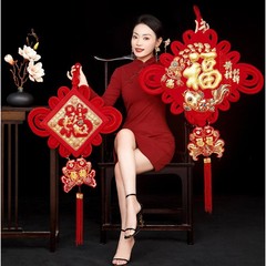 3D立体吸塑双魚二重結び中国結金福新年飾り春節飾り魚型飾り縁起物平安