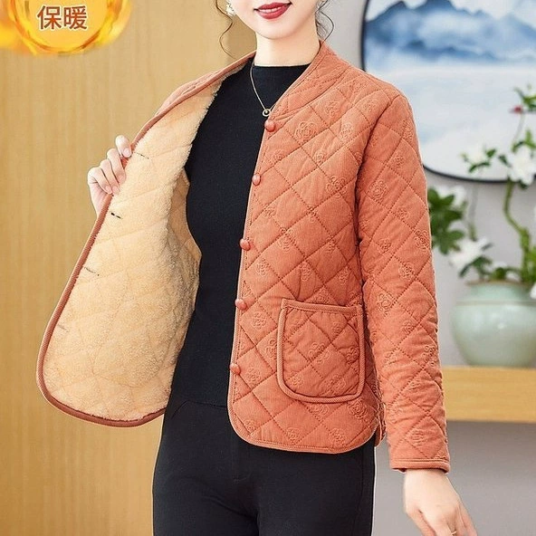 Зимняя утепленная cotton куртка для мамы для отдыха, плюс size, для среднего возраста