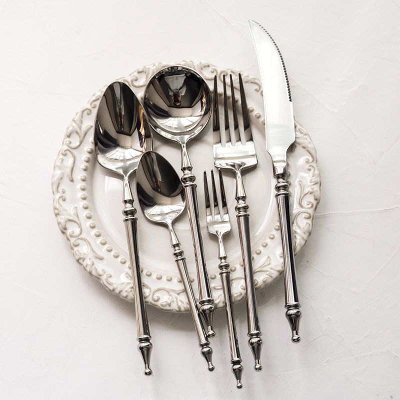Legendary 304 Stainless Steel Western Tableware Creative Hotel Restaurant High-End Steak Knife, Fork, Spoon, and Dessert Fork and Spoon Set