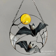 哥特式捕日网蝙蝠月亮万圣节恐怖图片家庭房屋装饰面板装饰窗壁挂