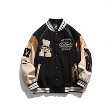 高街拼接3D美式棒球服外套美式街头飞行员上衣小众休闲宽松夹克