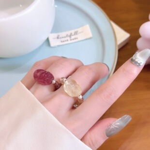 S925 sterling silver Pixiu natural tourmaline ring women's elastic rope niche ins design high-end ring wholesale