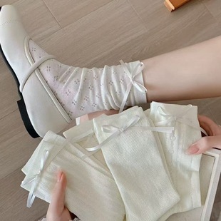 White Twist Bubble Mouth Lace Socks Summer Thin Wood Ear Mouth Socks Mary Jane Piled Breathable Thin Socks