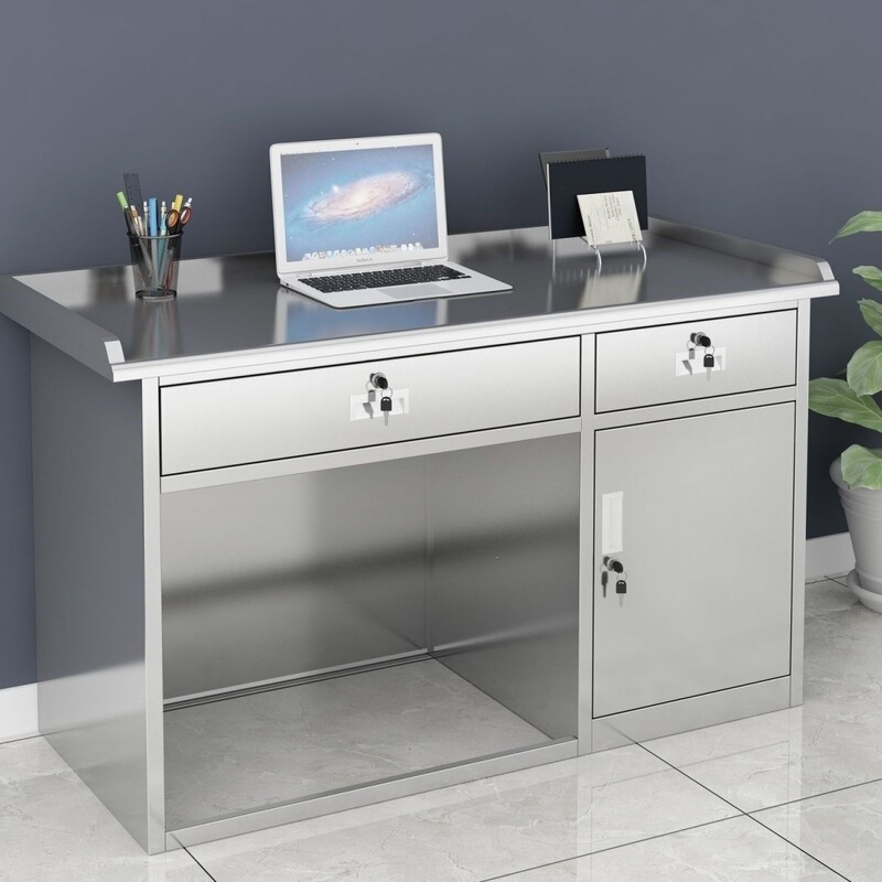 Stainless Steel Office Desk, Computer Desk, Laboratory Workbench, Workshop Workstation, Stainless Steel Table with Drawers