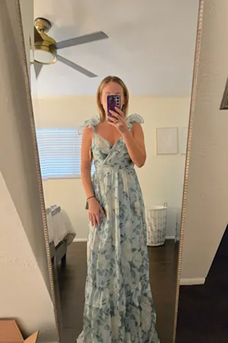 Women's Sexy Printed Deep V Ruffle Backless Top European American Style Summer Fashion Suspender Design_ecoleips.com