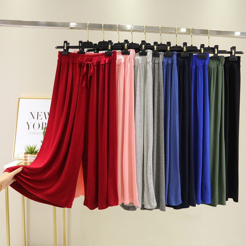 Modal Cropped Wide-leg Pants Women's Summer Draped Loose Large Size Slimming Women's Pants Home Wide-tube Casual Pants Modal Cropped Wide-leg Pants Women's Summer Draped Loose Large Size Slimming Women's Pants Home Wide-tube Casual Pants