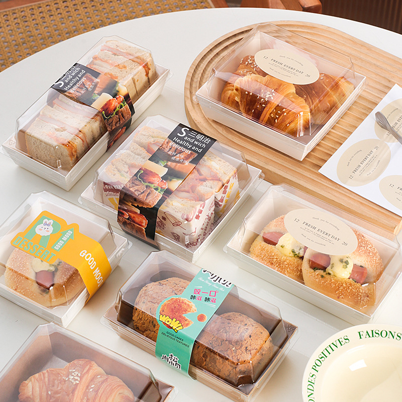 三明治包装盒防雾雪媚娘餐包肉松小贝盒子蛋糕卷毛巾卷泡芙打包盒
