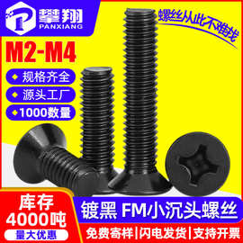 FM铁发黑十字槽小沉头螺丝黑色小平头螺丝批发螺钉M2/M2.5/M3/M4