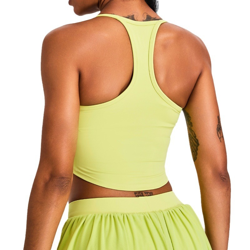 Nuevo chaleco de yoga transfronterizo de cuello en U mujer T-shape belleza ropa interior deportiva correa de hombro delgada secado rápido correr ropa de fitness chaqueta