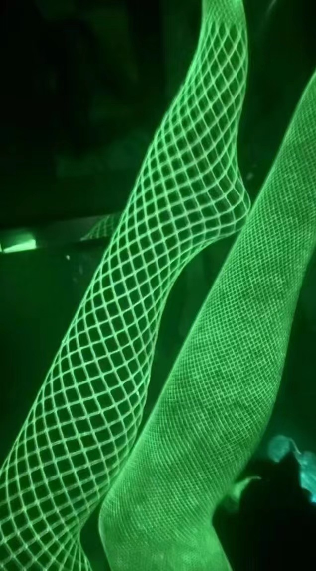 Luminous, Hollow Out Design Solid Color Luminous Hollow Out Stockings