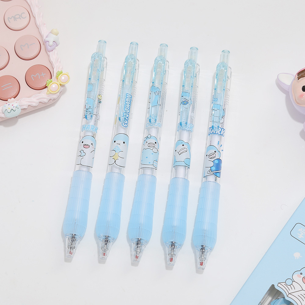 Caricatura encantadora pequeña tensión suave de tiburón reducción de carga bolígrafo neutro de alto valor nominal bolígrafo 0.5 velocidad de secado estudiante bolígrafo negro