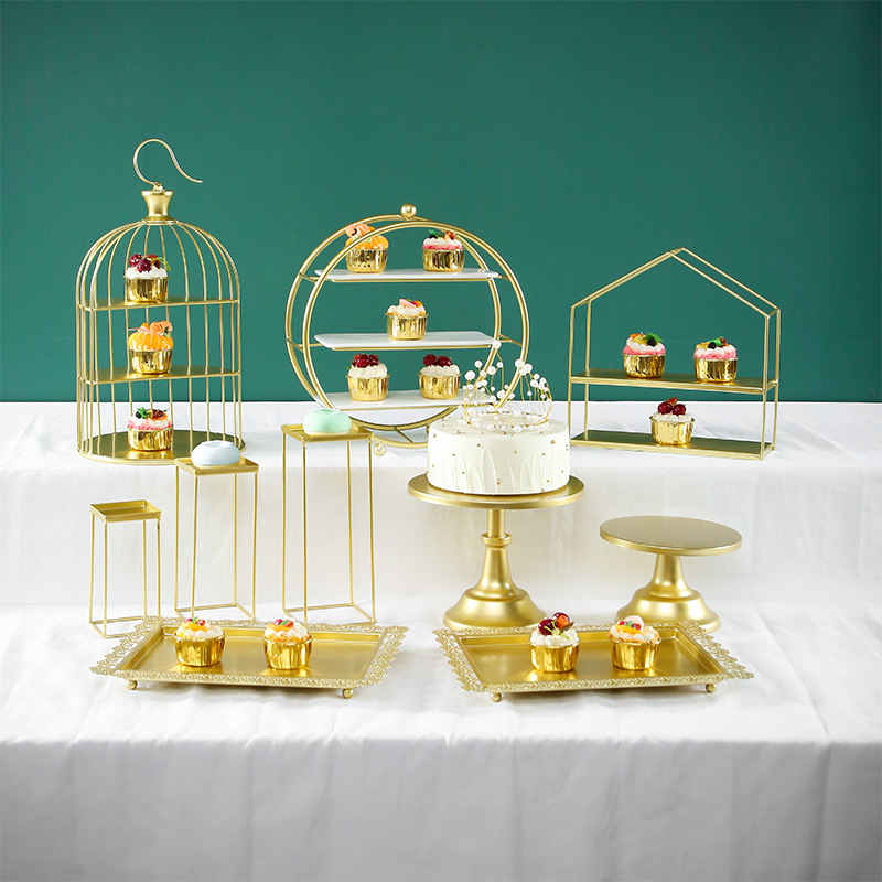 Decoración de postre europea estante de exhibición de decoración de boda bandeja de pastel de la tarde estante de refresco de té de comida fría mesa de descanso de té