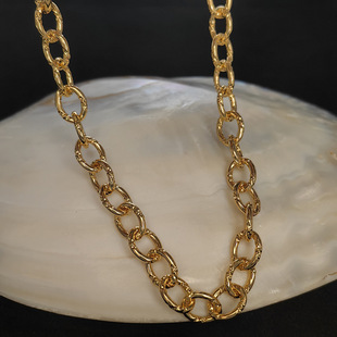 Copper plated real gold 18K European and American style necklace cool rap pendant accessories color retaining gold chain Cuban chain hip hop chain