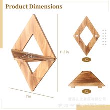 墙面木质收纳架现代简约菱形储物架客厅绿植盆栽装饰架实木置物架