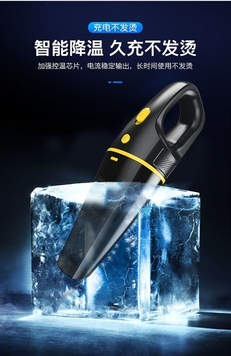 Car vacuum cleaner with high power suction, suitable for both car and home use, wireless charging, small handheld mini model