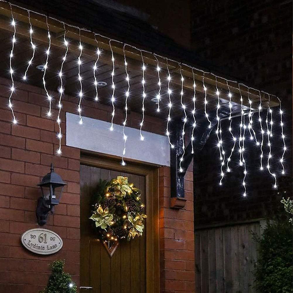 Lámpara de cortina transfronteriza decoración de patio LED solar string de lámpara de hielo impermeable al aire libre luces de cascada super brillante