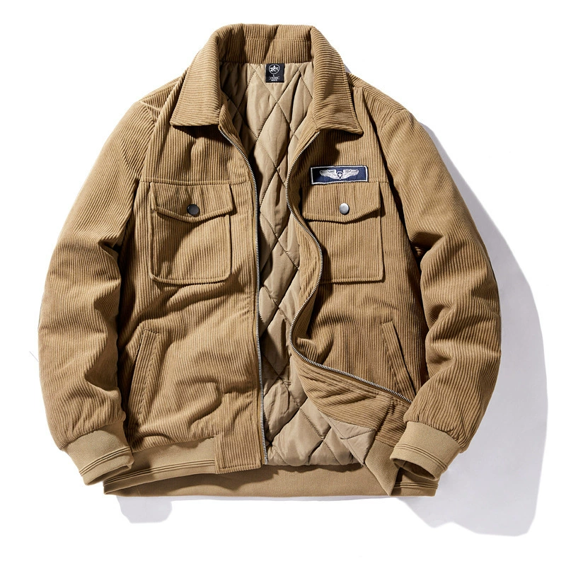 2022 осень-зима Новая утолщенная Вельветовая куртка, Мужская повседневная Уличная куртка с лацканами, многослойная Сумка, пальто с хлопковой подкладкой 2298A