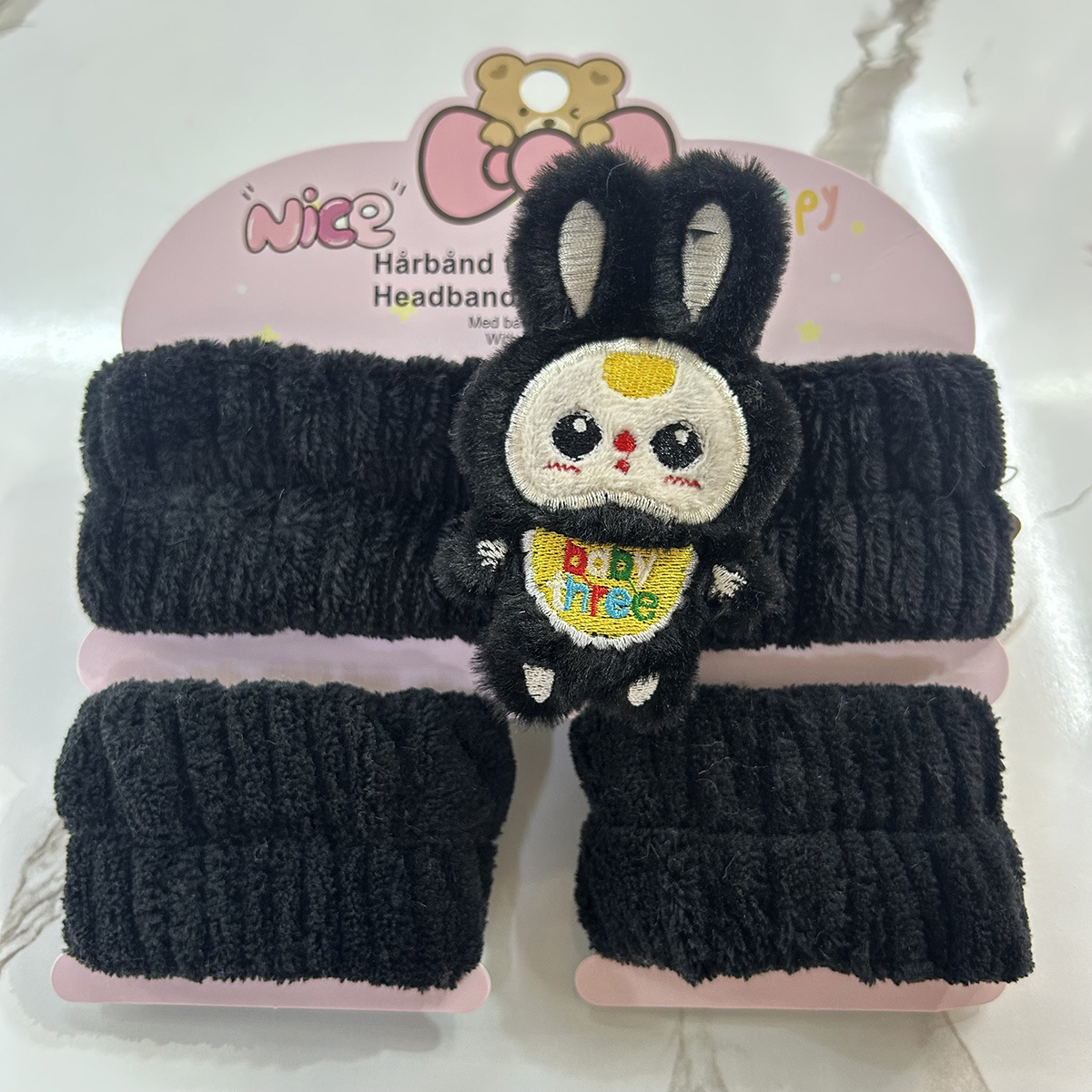 Banda de cabello de moda con tarjeta de papel dulce decoración de animales pequeños de peluche de lavado banda de cabello de dibujos animados correa de muñeca tridimensional