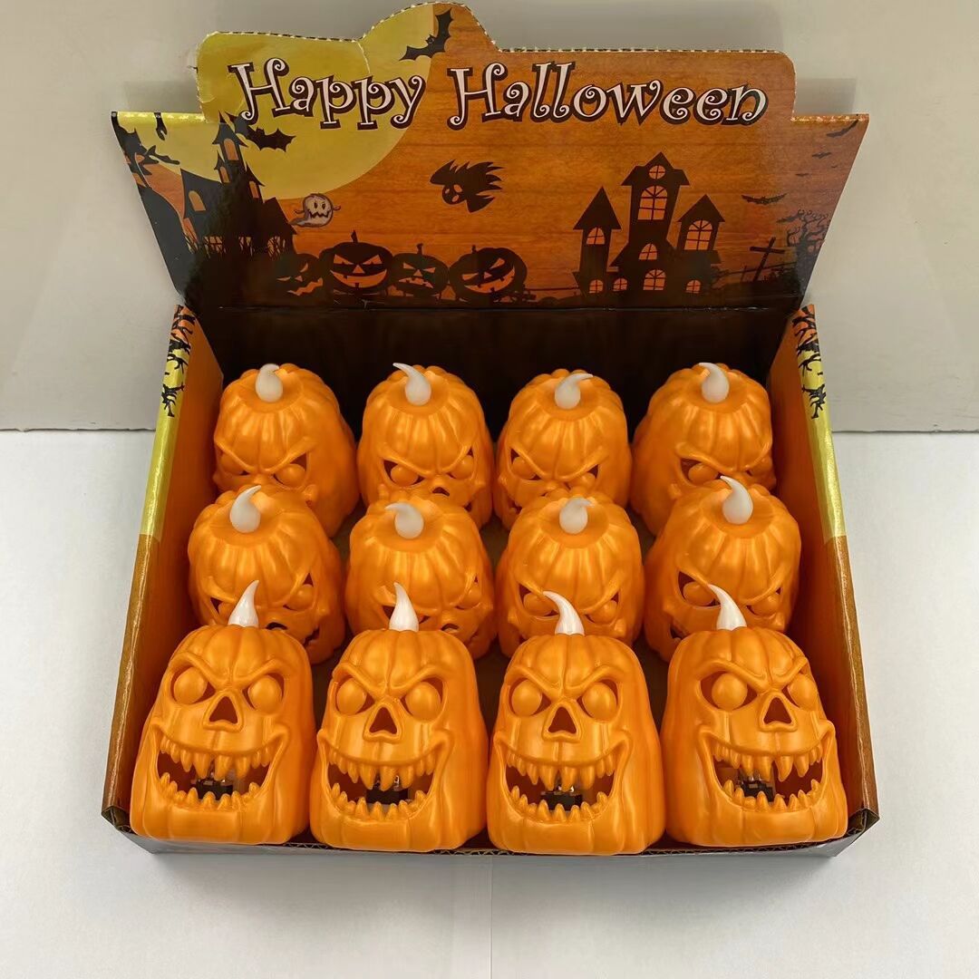 萬聖節禮物哭臉造型蠟燭燈批發LED電子發光骷髅蠟燭燈裝飾品道具