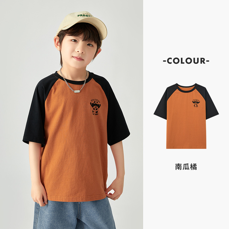 ボーイズ Tシャツ 2025 パンダプリント夏肌に優しいクール多用途トップス子供カジュアルトレンディ半袖|undefined