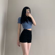 新款网红泫雅风超短包臀高腰a字牛仔短裤女夏季显瘦翘臀性感少女