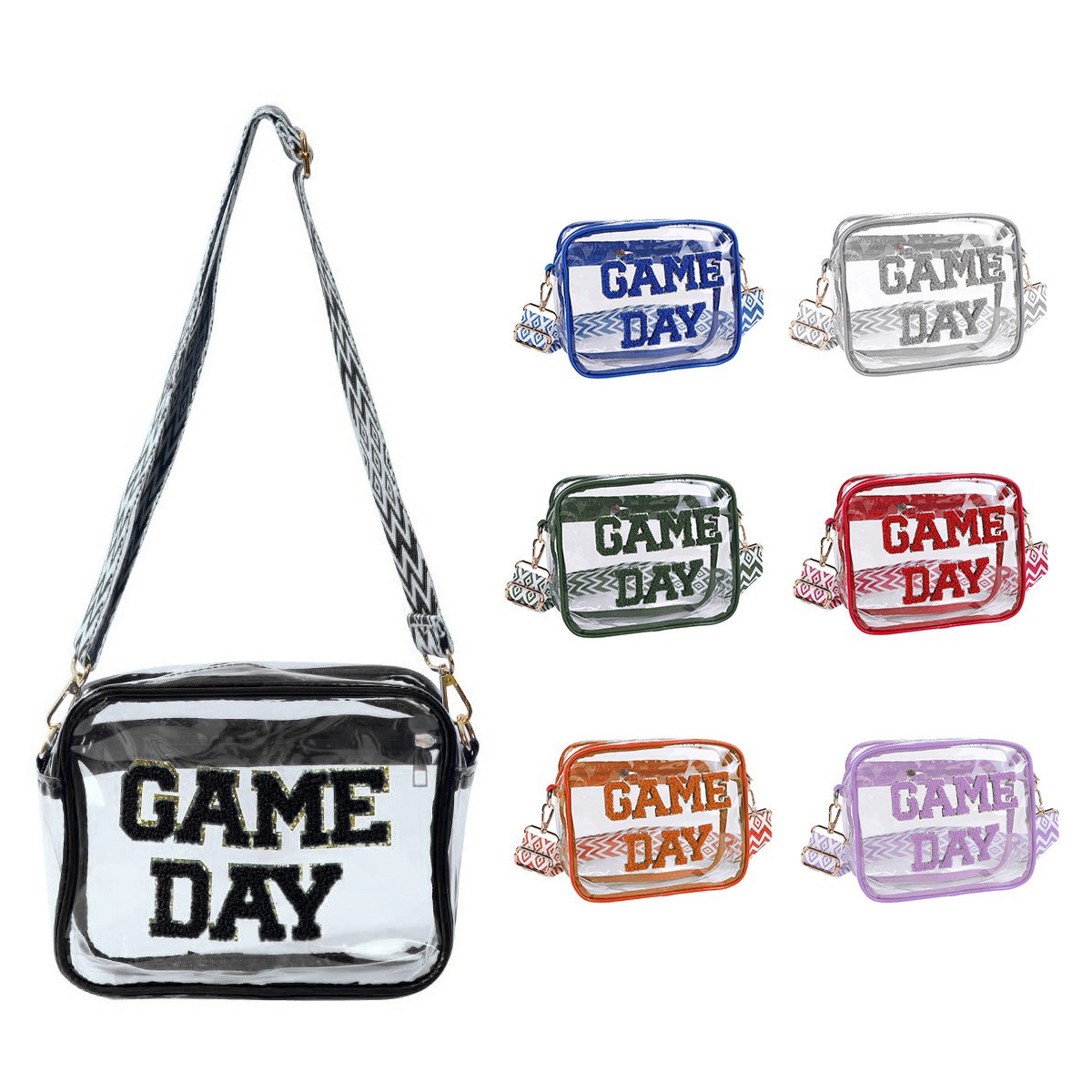 World Cup Custom Transparent Simple American College-Style Sports Color-Blocking Portable Crossbody Bag Toiletry Bag with Dry and Wet Separation