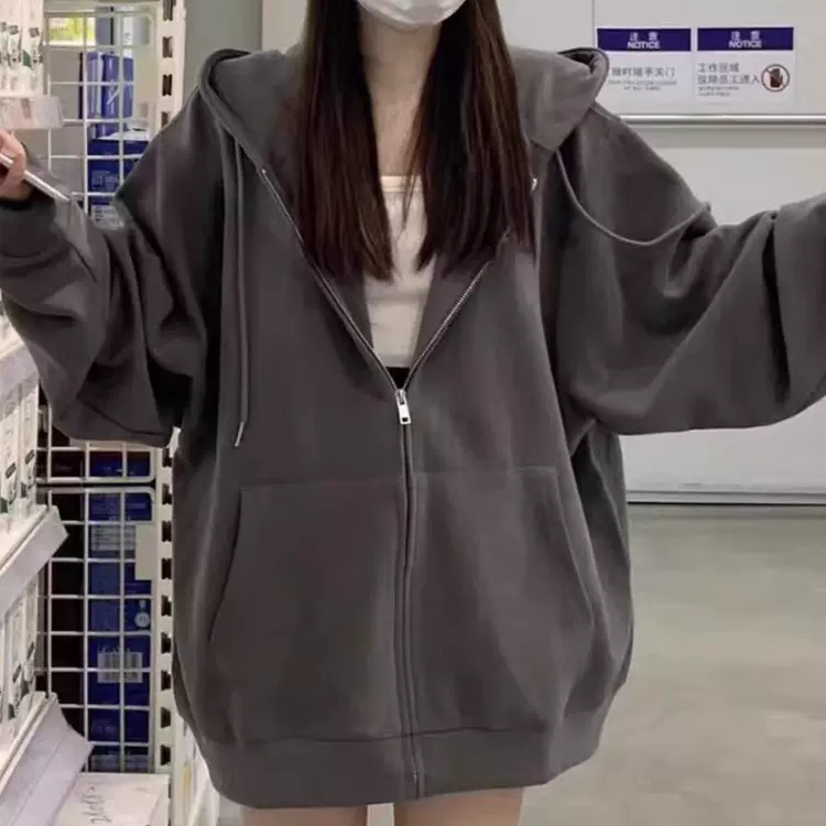 连帽bm卫衣外套女早春秋款2025新款初春季山东即墨小个子拉链开衫