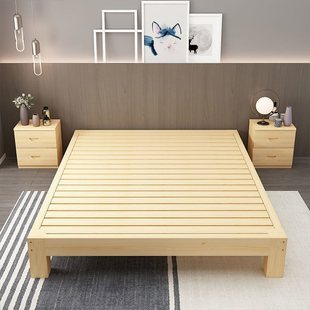 Solid wood headless bed box without bedside tatami row skeleton bed frame bed body without bedside thickened and thickened