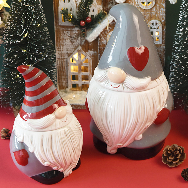 Tarro sellado de Papá Noel Tarro de cerámica creativa Tarro de almacenamiento doméstico de gran capacidad Tarro de almacenamiento de frutas secas confitadas para bocadillos