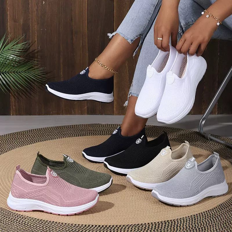 鞋子女秋季飞织透气大码休闲鞋软底轻便一脚蹬单鞋跨境女鞋批发