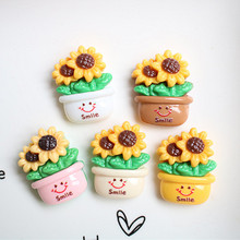 树脂配件批发diy配饰手工材料鞋花水杯贴奶油胶发饰贴片向日葵