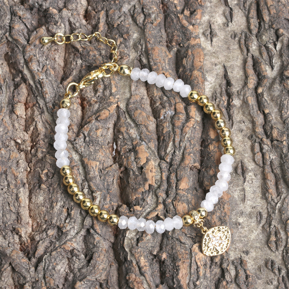 Fashion new metal beaded zircon star eye copper bracelet