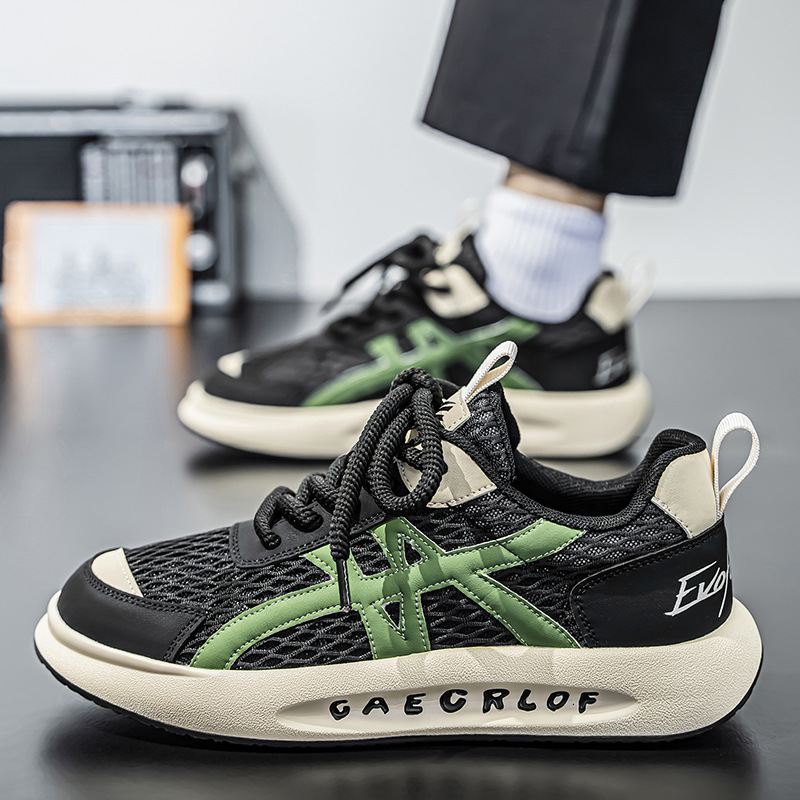 2025 primavera Forrest Gump zapatos para hombre nuevo estilo de malla casual versátil transpirable al aire libre suela gruesa resistente al desgaste calzado deportivo ligero para hombre