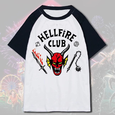 Stranger Things Merchandise Short-Sleeved T-Shirt Hellfire Club Collaboration Cosplay Clothing Summer