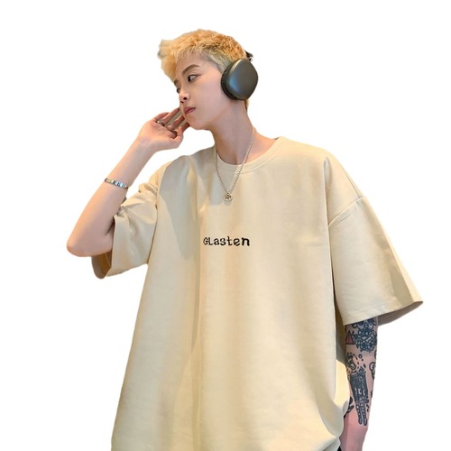 Men's 2025 Summer Oversize Loose Short Sleeve European and American Trend Brand Plus Size Crew Neck Breathable Half-Sleeve T-Shirt