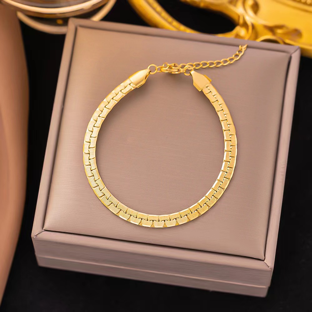 Women's Gender Plating Design Simple Style Round Color Block Titanium Steel Plating Bracelets