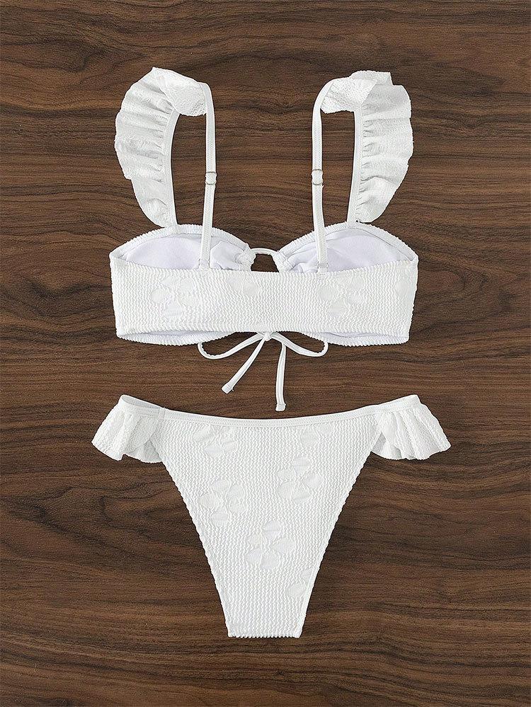 Bikini 2024 new solid color strapless fly edge split bikini triangle hot spring swimsuit for women's ins_voghion.com