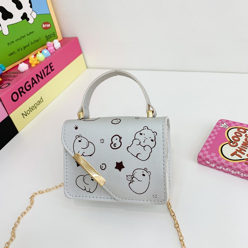 Bolso de hombro para niños y niñas de estilo coreano, bolso de bebé con estampado de estilo occidental lindo de dibujos animados, nuevo mini bolso de cadena para niños