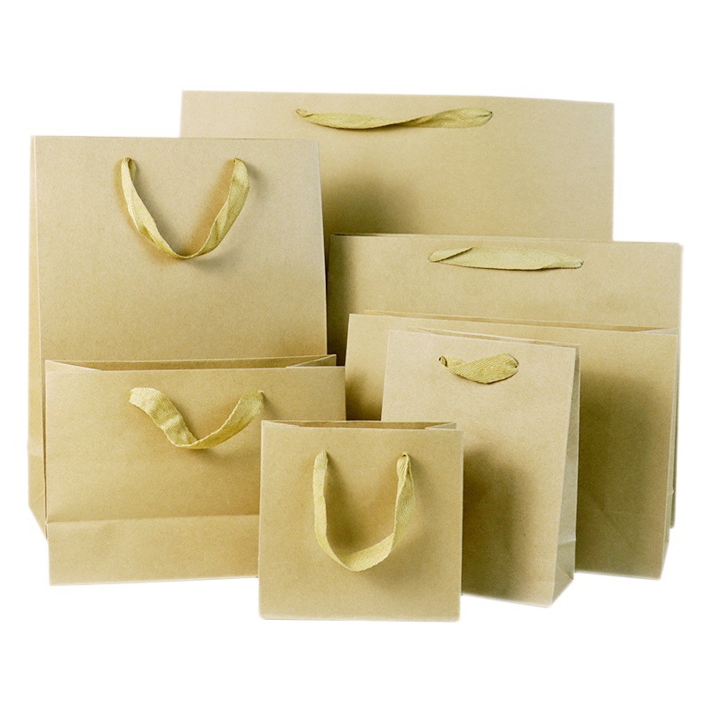 Bolsa de papel kraft gruesa empaquetada bolsa de mano cuadrada al por mayor ropa de gran tamaño bolsa de compras de mano bolsa de regalo de mano