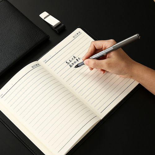 Chenguang 32K black leather notebook meeting minutes diary notepad office stationery wholesale
