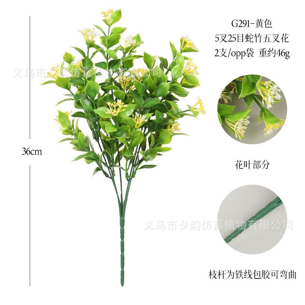 G291-노란색 5갈래 뱀 대나무 5갈래 꽃