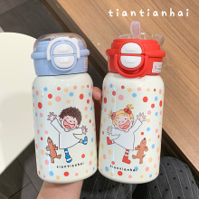 双饮保温杯女生2024新款高颜值吸管杯子便携小巧学生水杯COCO情侣